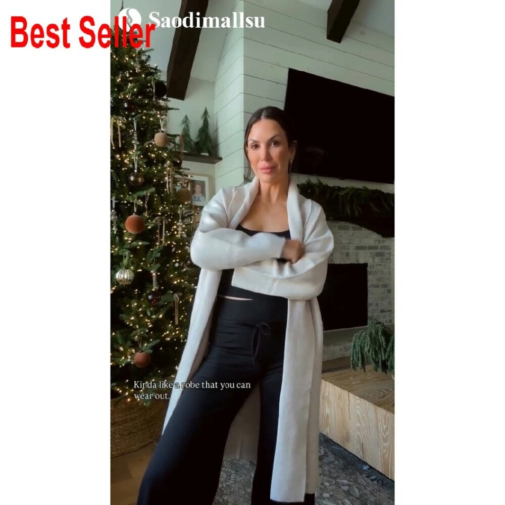 Oversized Chunky Knit Long Cardigan Slouchy Open Front Coatigan Jacket - Picture 8 of 8